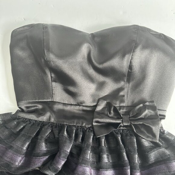 Vintage Y2K BeBop Empire Waist Strapless Mini Cocktail Dress Womens S Black Mesh - Picture 9 of 14